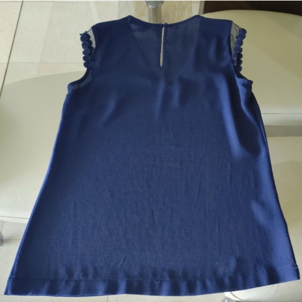 Daniel Rainn Jarvis Mesh Sleeve Detail Blouse - Navy - XS Petite - Picture 4 of 6